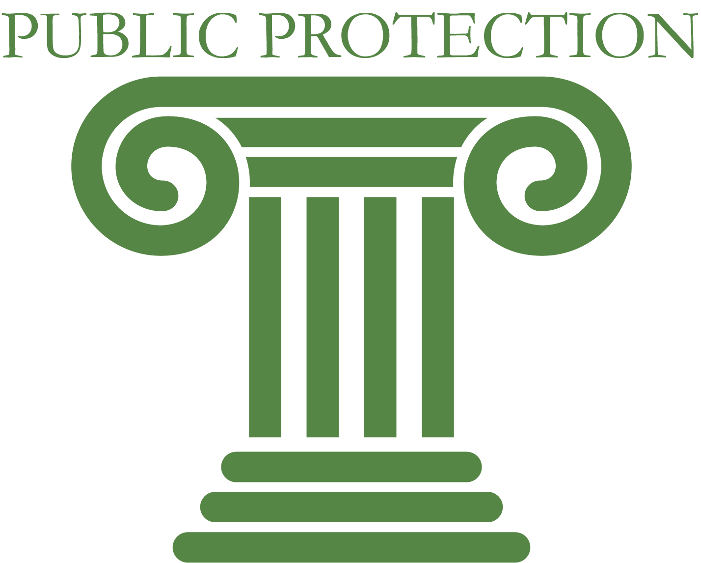 Greek Pillar with the words Public Protection at the top