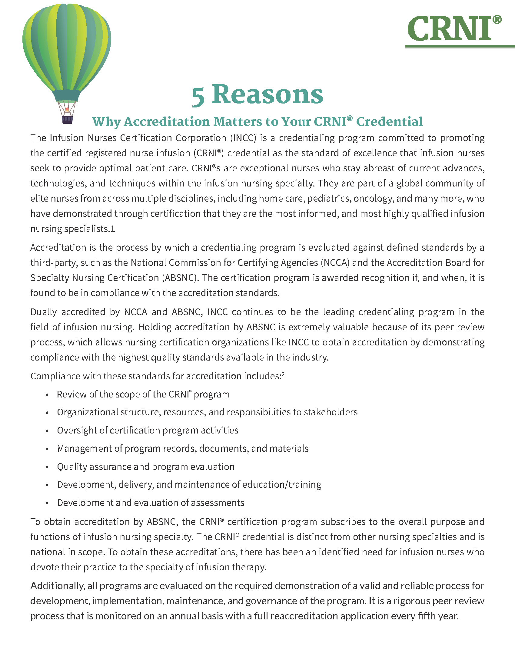 5 Reasons Why Accreditation Matters to Your CRNI® Credential